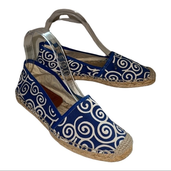 Diane von Furstenberg Blue Canvas Espadrille Flats - Picture 1 of 12